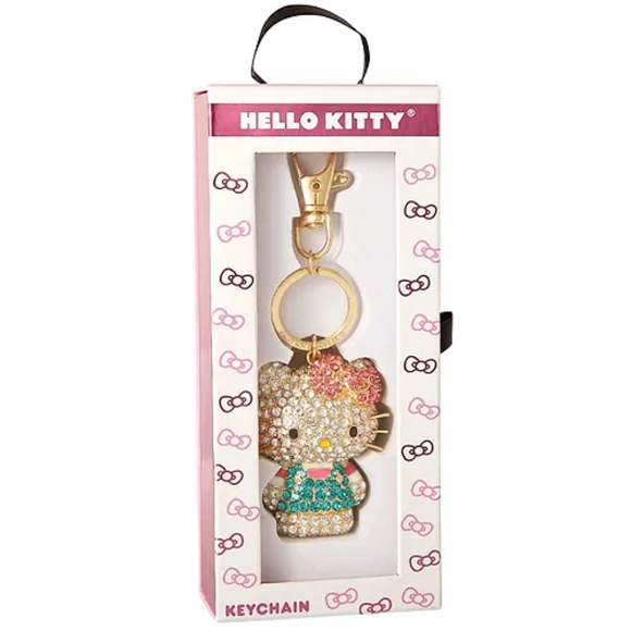Hello Kitty Crystal Rhinestone Key Chain Key Ring Handbag Charm Bling NIB Sealed - Picture 1 of 16